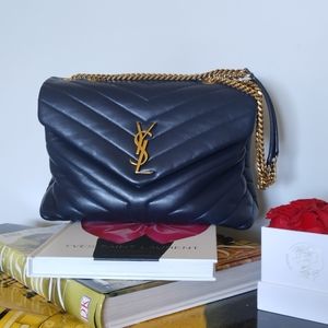 Yve Saint Laurent Loulou Medium Deep Marine Shoulder Bag